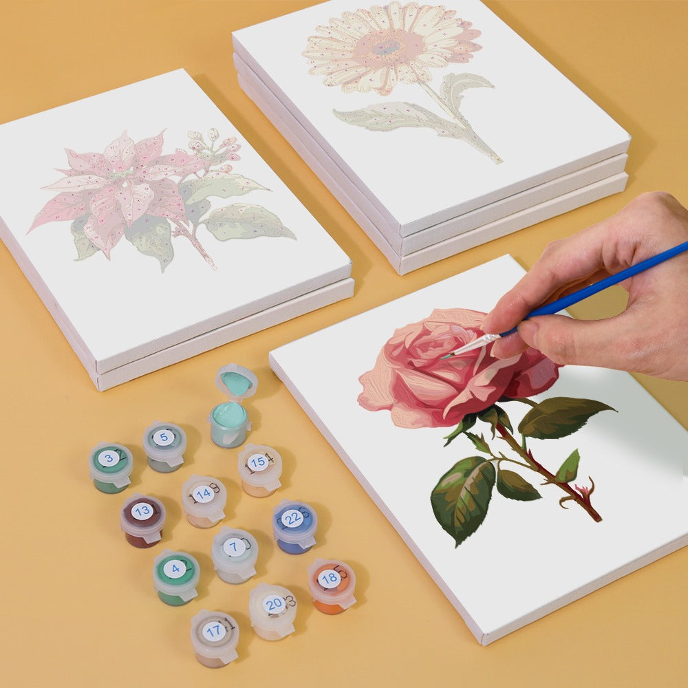 Malen nach Zahlen - 6 Mini-Gem?lde | Blumen-set