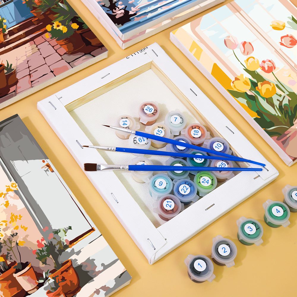 Malen nach Zahlen - 6 Mini-Gem?lde | Bunte T¨¹ren