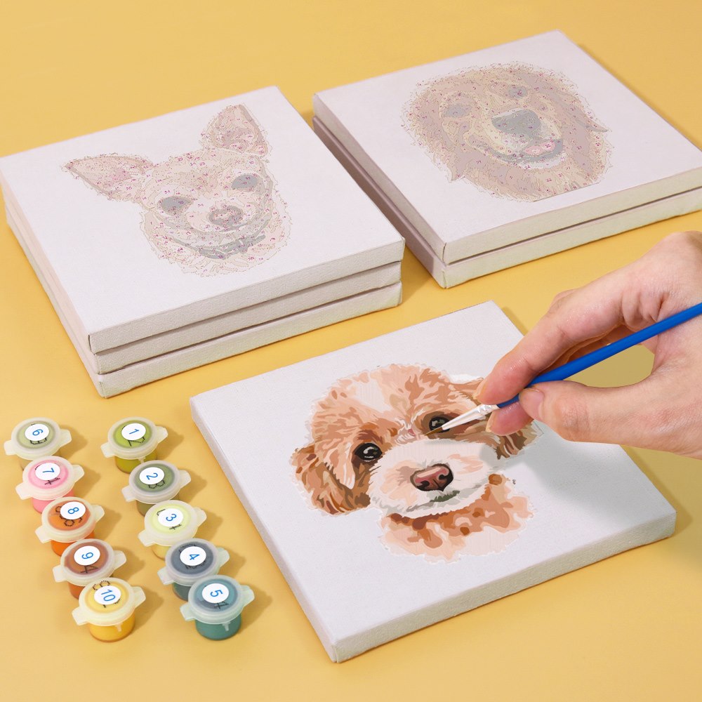Malen nach Zahlen - 6 Mini-Gem?lde | Hunde Set