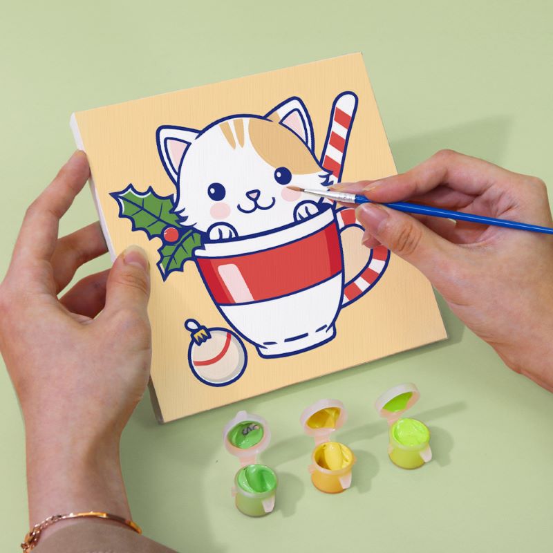 Malen nach Zahlen - 6 Mini-Gem?lde | Weihnachtskatzen Set