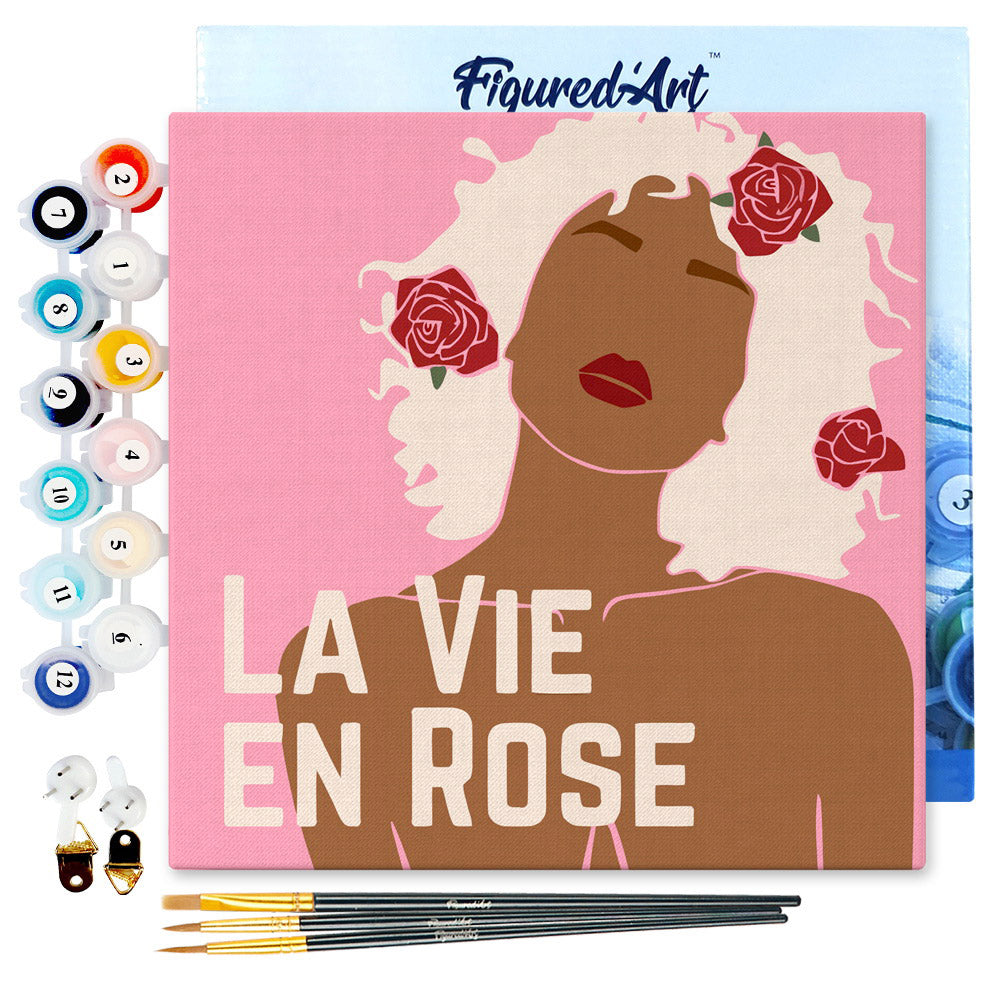 Mini Paint by numbers 8x8 framed - La Vie en Rose