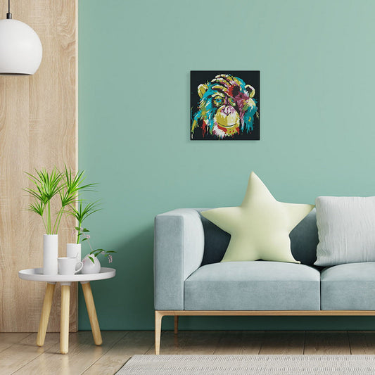 Mini-Malen nach Zahlen 8x8 gerahmt - Baboon Pop Art