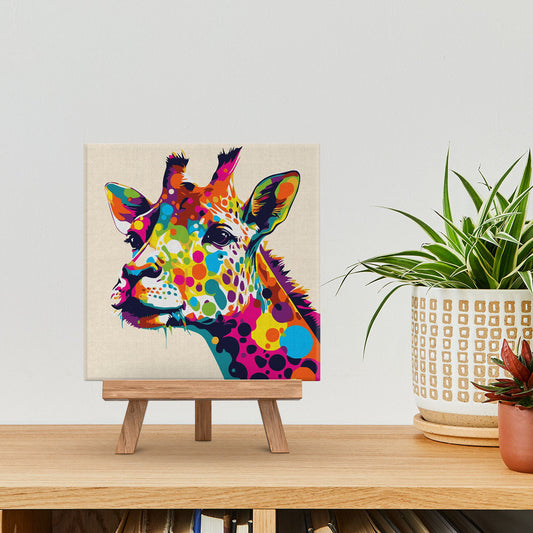 Mini-Malen nach Zahlen 8 x 8 gerahmt - Giraffe Abstrakte Pop-Art