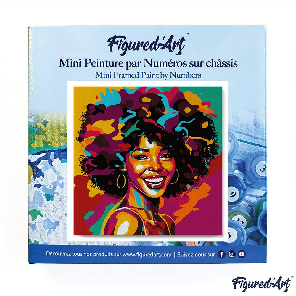 Mini Paint by numbers 8x8 framed - African American Beauty Pop Art