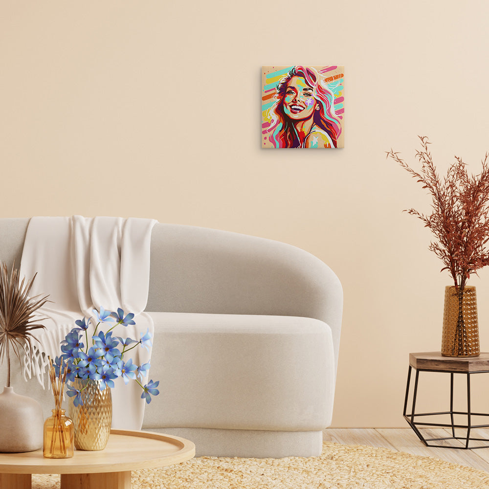 Mini Paint by numbers 8x8 framed - Blonde Bombshell Pop Art