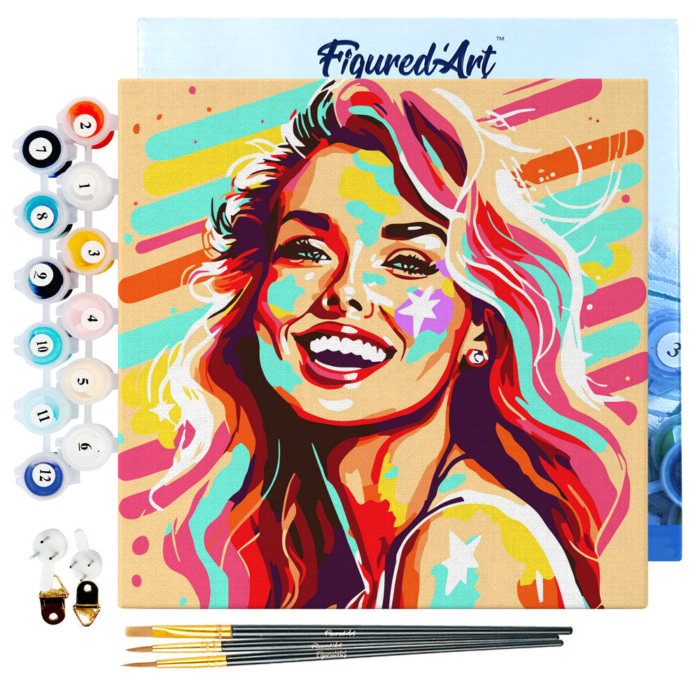 Mini Paint by numbers 8x8 framed - Blonde Bombshell Pop Art