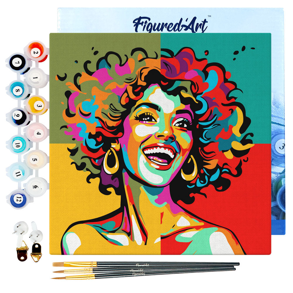 Mini Paint by numbers 8x8 framed - Vibrant Latina Pop Art