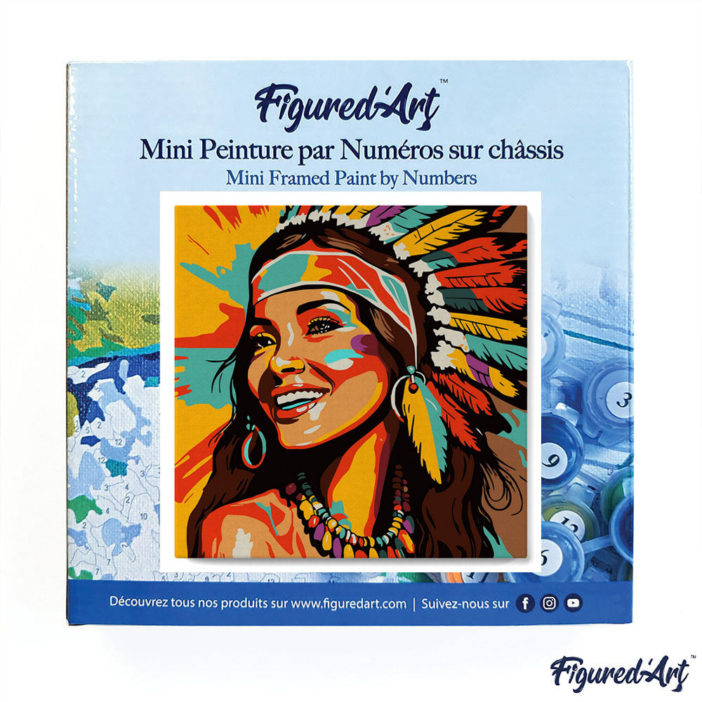 Mini Paint by numbers 8x8 framed - Native Elegance Lady Pop Art