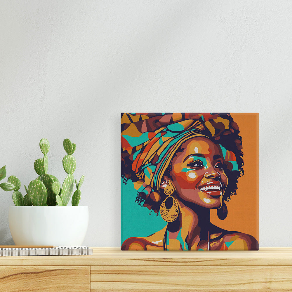 Mini Paint by numbers 8x8 framed - African Queen Pop Art