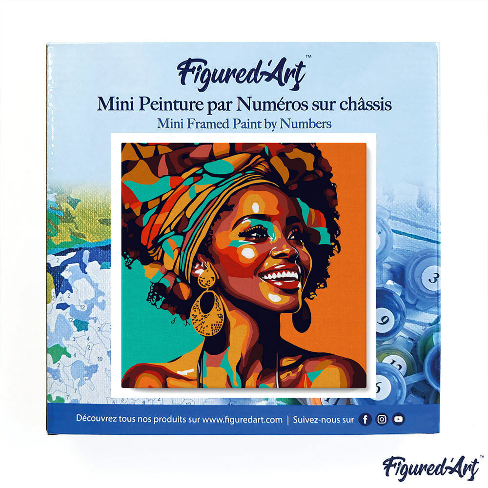 Mini Paint by numbers 8x8 framed - African Queen Pop Art