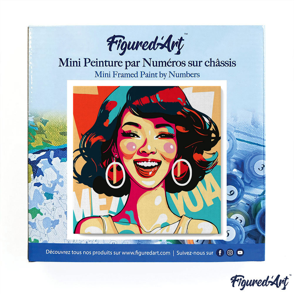 Mini Paint by numbers 8x8 framed - Charming Lady Pop Art