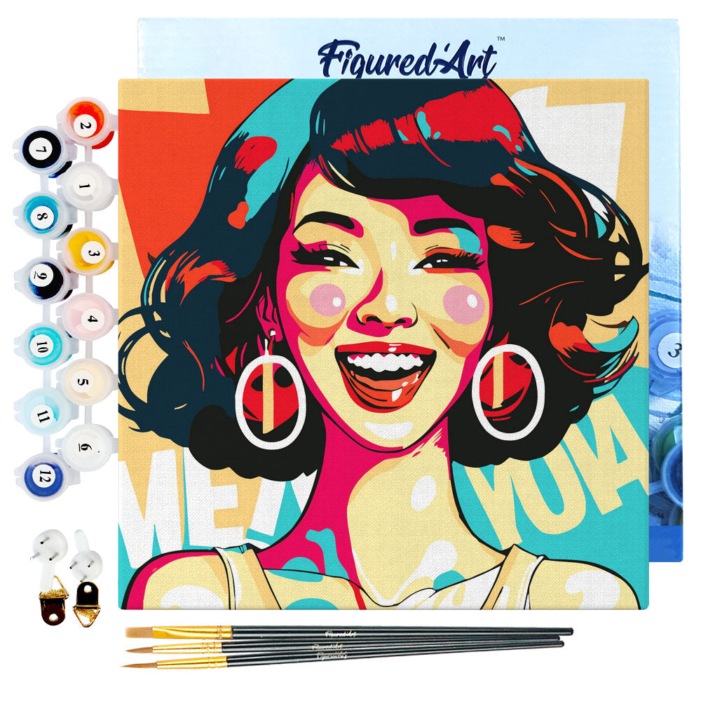 Mini Paint by numbers 8x8 framed - Charming Lady Pop Art