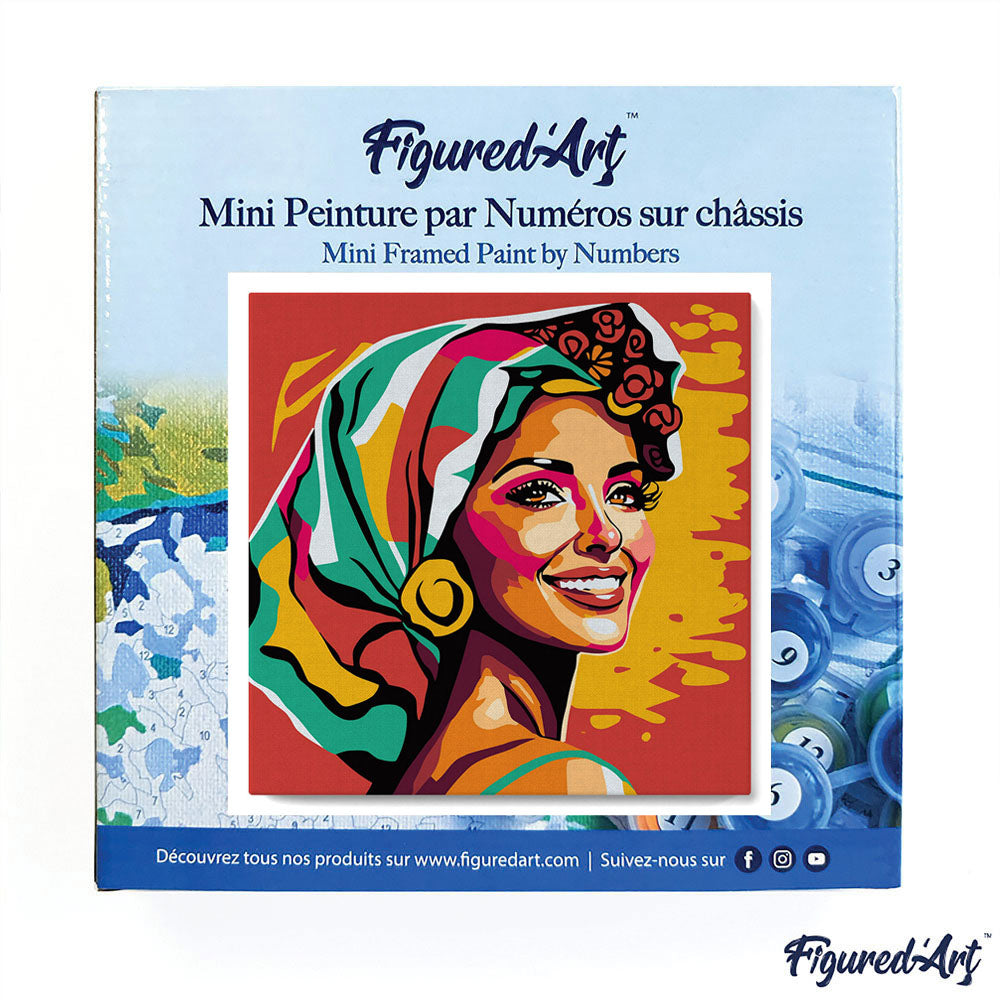 Mini Paint by numbers 8x8 framed - Exotic Beauty Pop Art