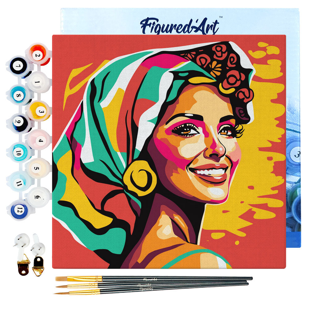 Mini Paint by numbers 8x8 framed - Exotic Beauty Pop Art