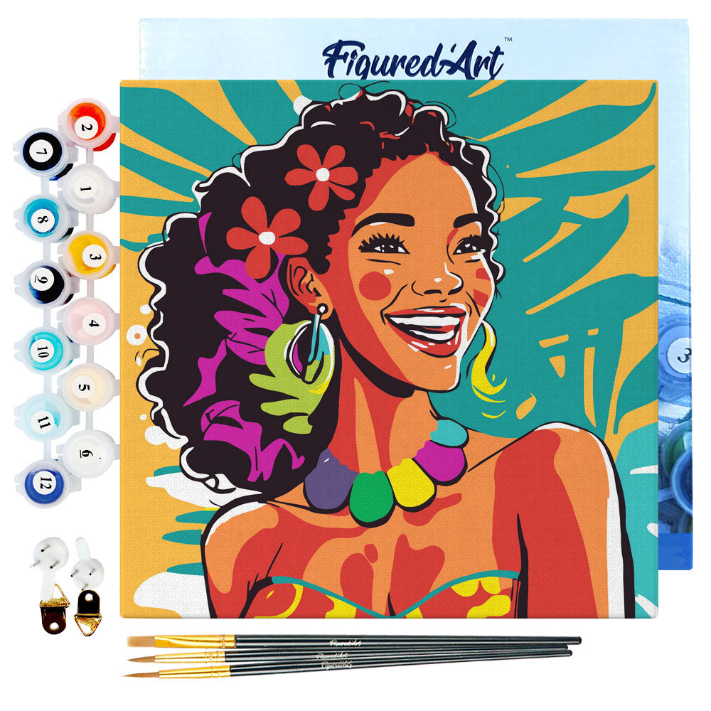 Mini Paint by numbers 8x8 framed - Islander Beauty Pop Art