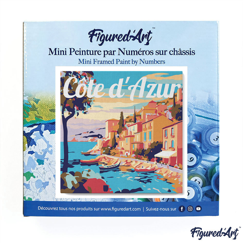 Mini Malen nach Zahlen 8x8 gerahmt - Reiseposter Cote d'Azur
