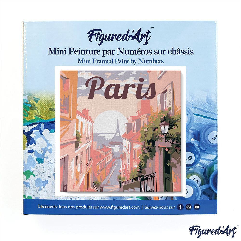 Mini Malen nach Zahlen 8x8 gerahmt - Reiseposter Paris