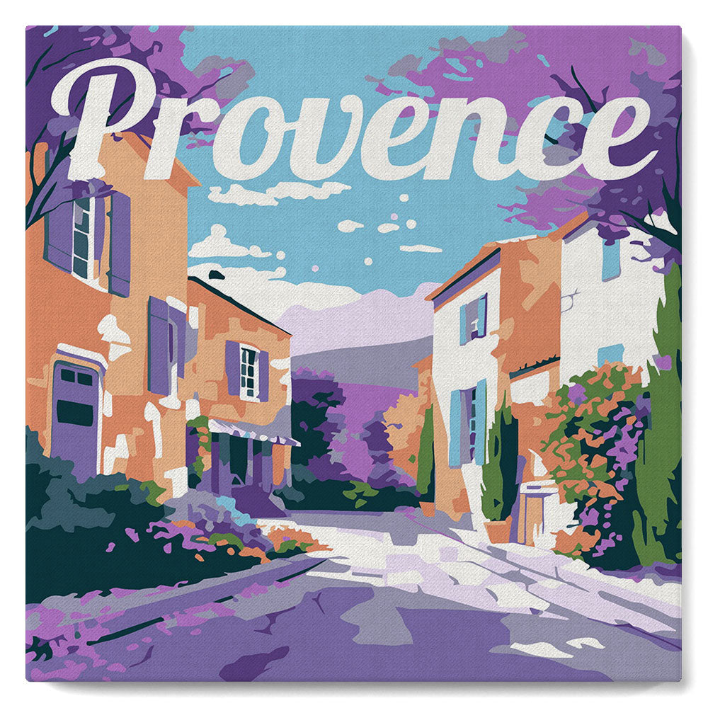 Mini Malen nach Zahlen 8x8 gerahmt - Reiseposter Provence Frühling