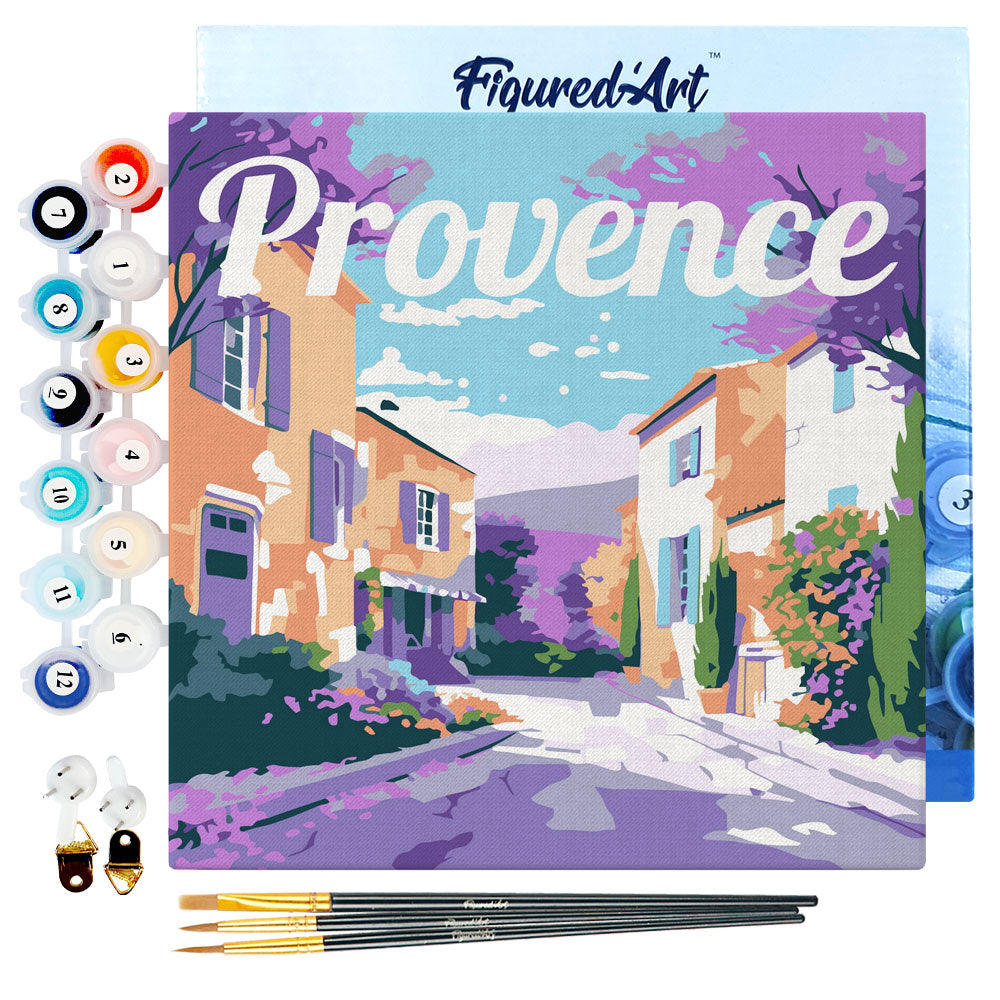 Mini Malen nach Zahlen 8x8 gerahmt - Reiseposter Provence Frühling
