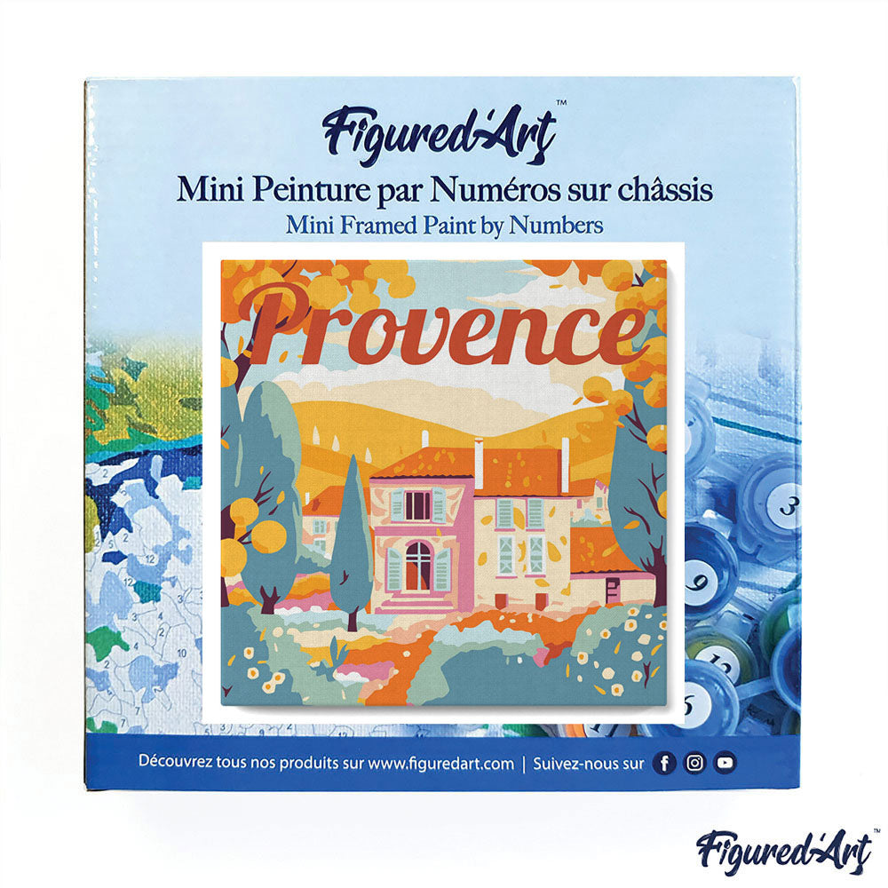 Mini Malen nach Zahlen 8x8 gerahmt - Reiseposter Provence Herbst