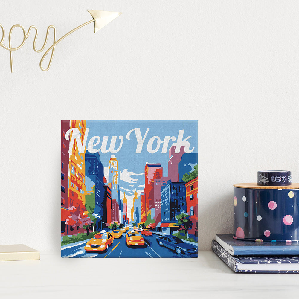 Mini-Malen nach Zahlen 8 x 8 gerahmt - Reiseposter New York City