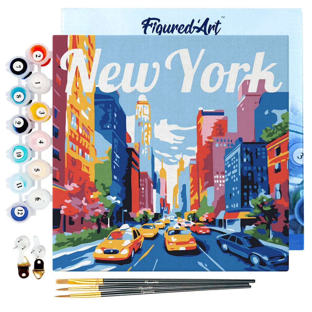 Mini-Malen nach Zahlen 8 x 8 gerahmt - Reiseposter New York City