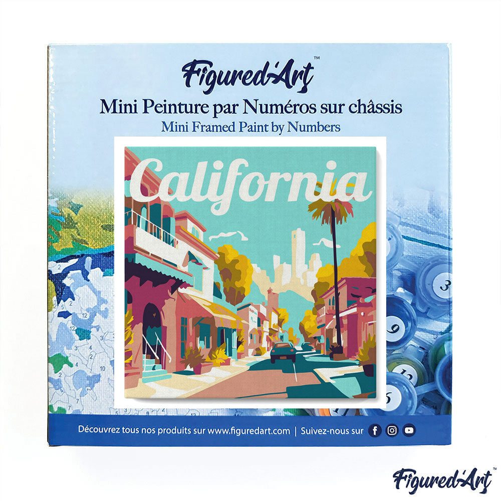 Mini Malen nach Zahlen 8x8 gerahmt - Reiseposter California Street