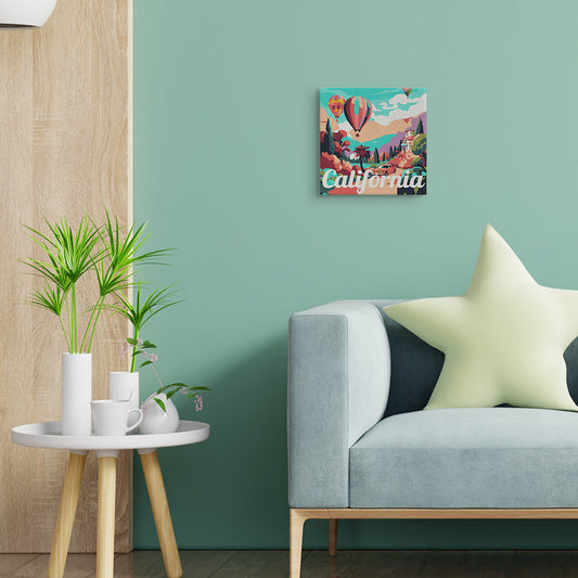 Mini-Malen nach Zahlen 8 x 8 gerahmt - Reiseposter California Balloons