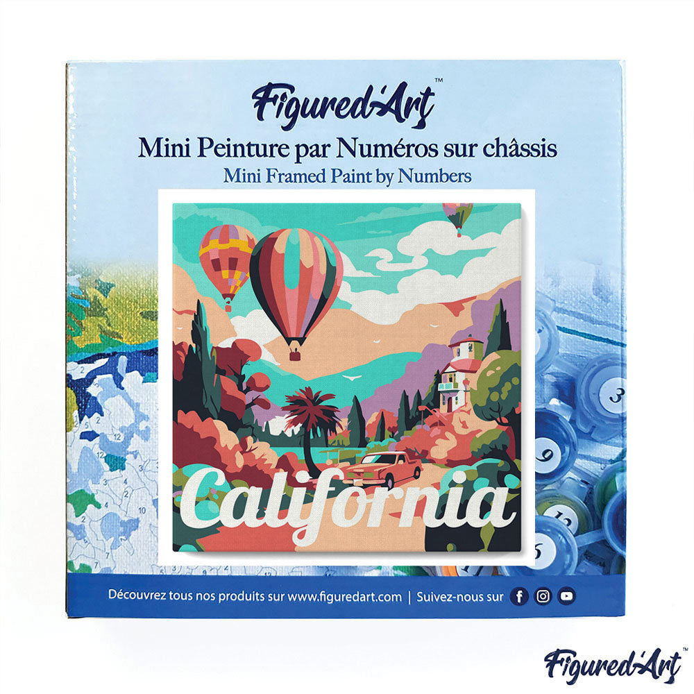 Mini-Malen nach Zahlen 8 x 8 gerahmt - Reiseposter California Balloons