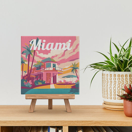 Mini Malen nach Zahlen 8x8 gerahmt - Reiseposter Miami