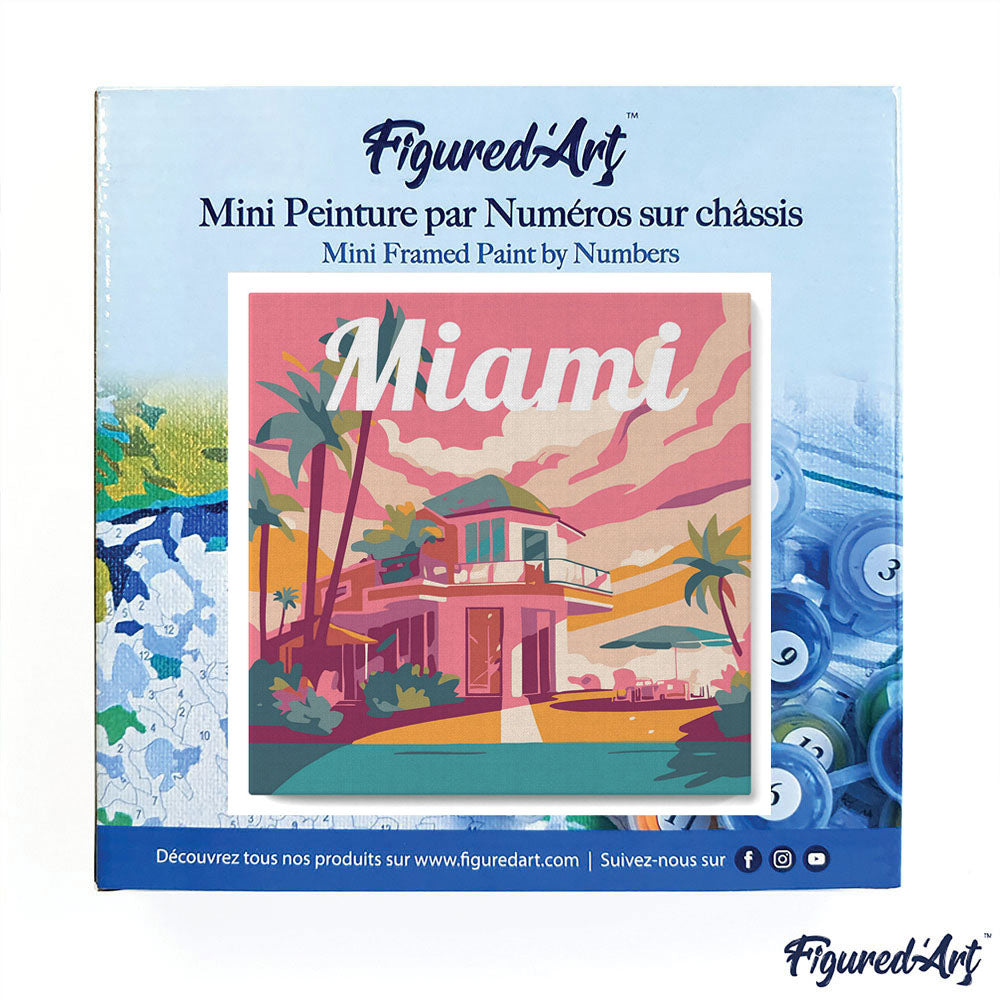 Mini Malen nach Zahlen 8x8 gerahmt - Reiseposter Miami