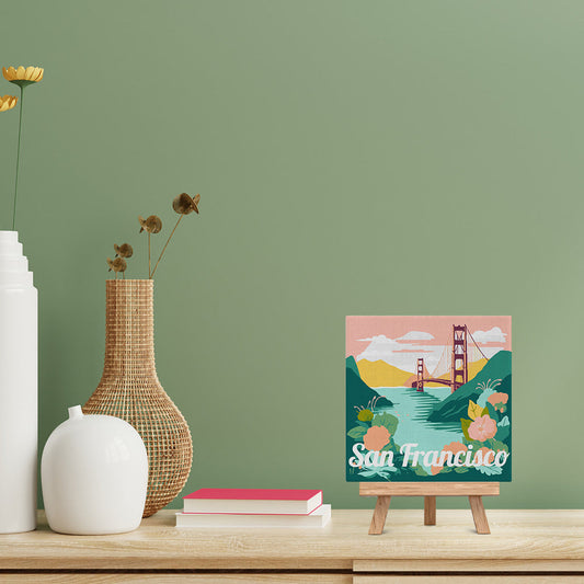 Mini-Malen nach Zahlen 8 x 8 gerahmt - Reiseposter San Francisco