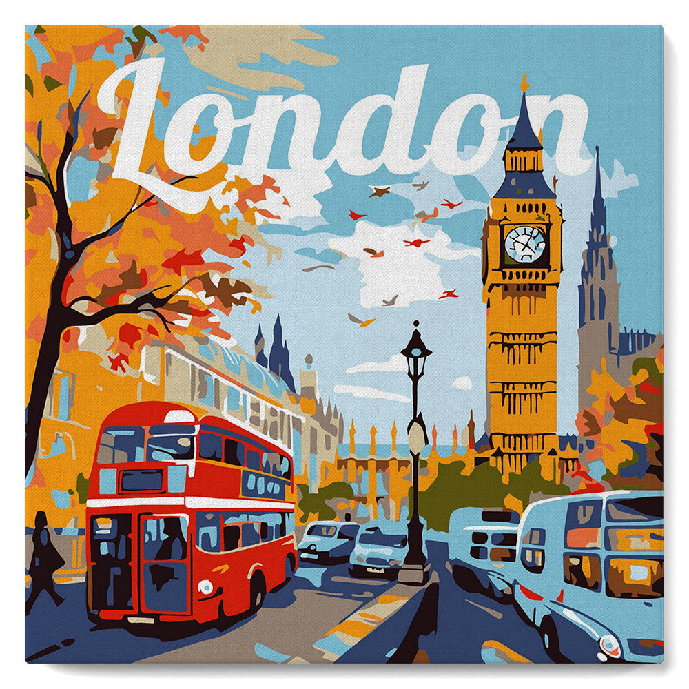 Mini-Malen nach Zahlen 8x8 gerahmt - Reiseposter London