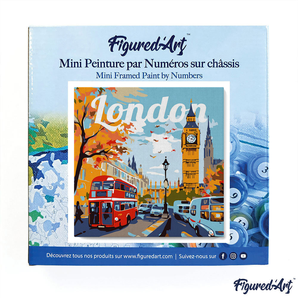Mini-Malen nach Zahlen 8x8 gerahmt - Reiseposter London