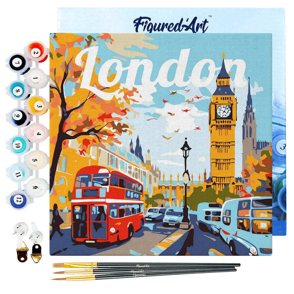 Mini-Malen nach Zahlen 8x8 gerahmt - Reiseposter London