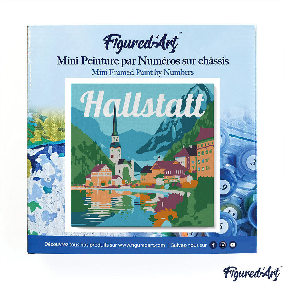 Mini Malen nach Zahlen 8x8 gerahmt - Reiseposter Hallstatt