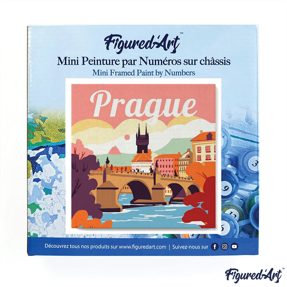 Mini Malen nach Zahlen 8x8 gerahmt - Reiseposter Prag