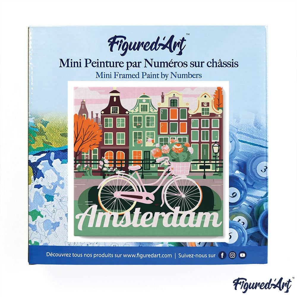 Mini Malen nach Zahlen 8x8 gerahmt - Reiseposter Amsterdam
