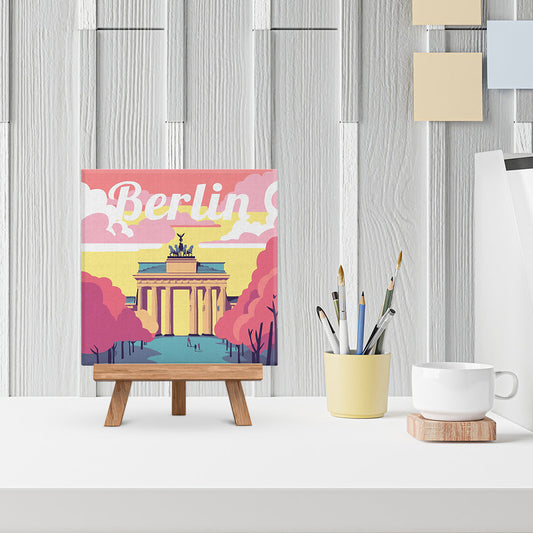 Mini Malen nach Zahlen 8x8 gerahmt - Reiseposter Berlin