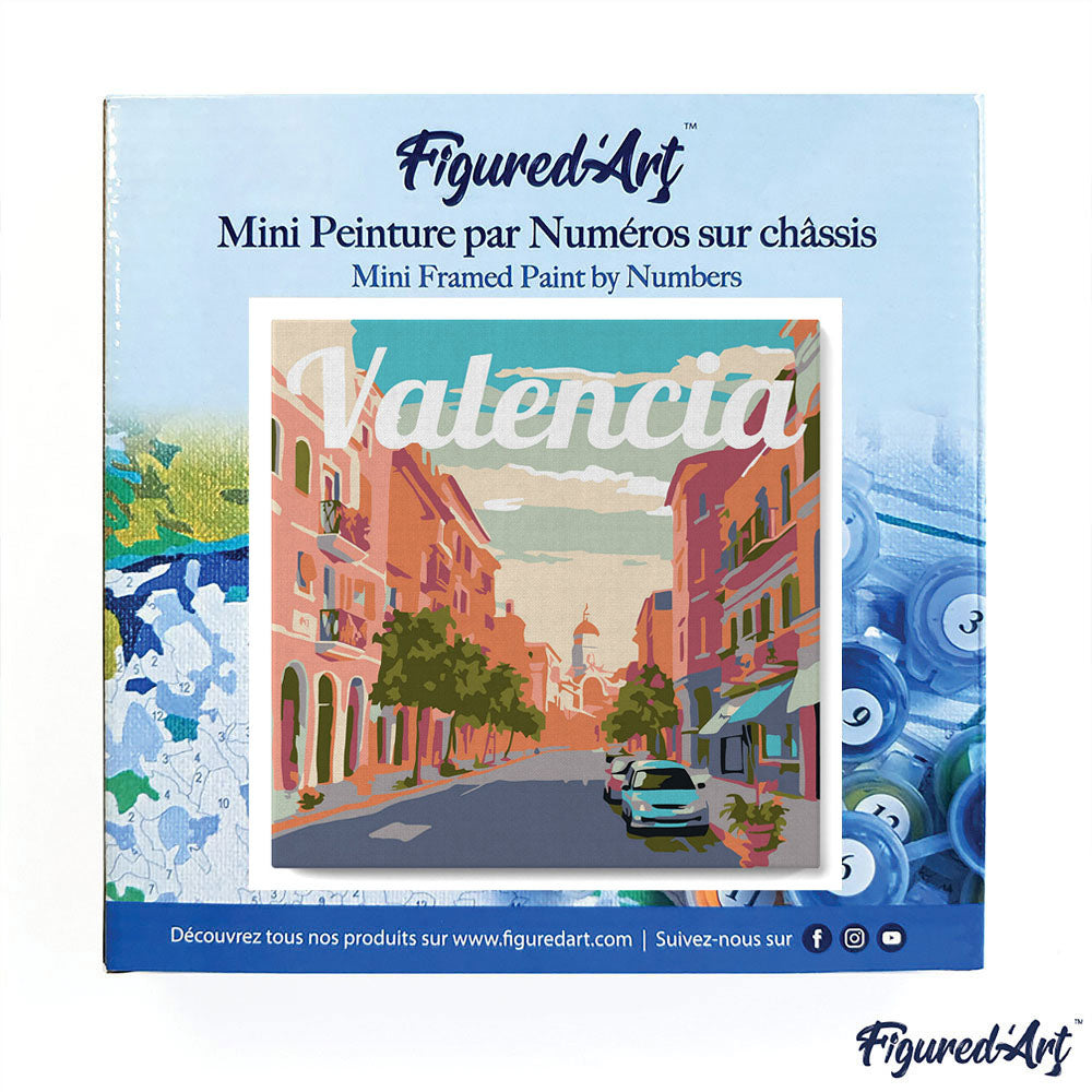 Mini Malen nach Zahlen 8x8 gerahmt - Reiseposter Valencia