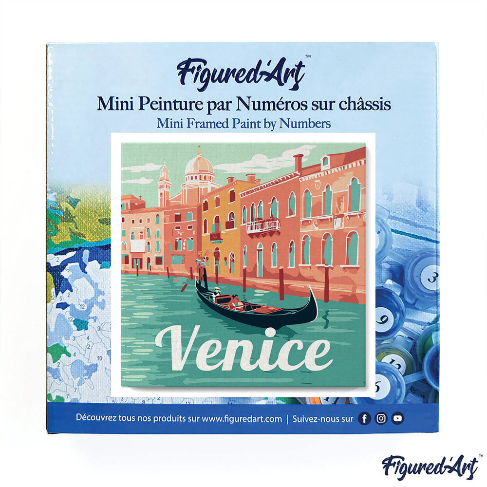 Mini Malen nach Zahlen 8x8 gerahmt - Reiseposter Venedig