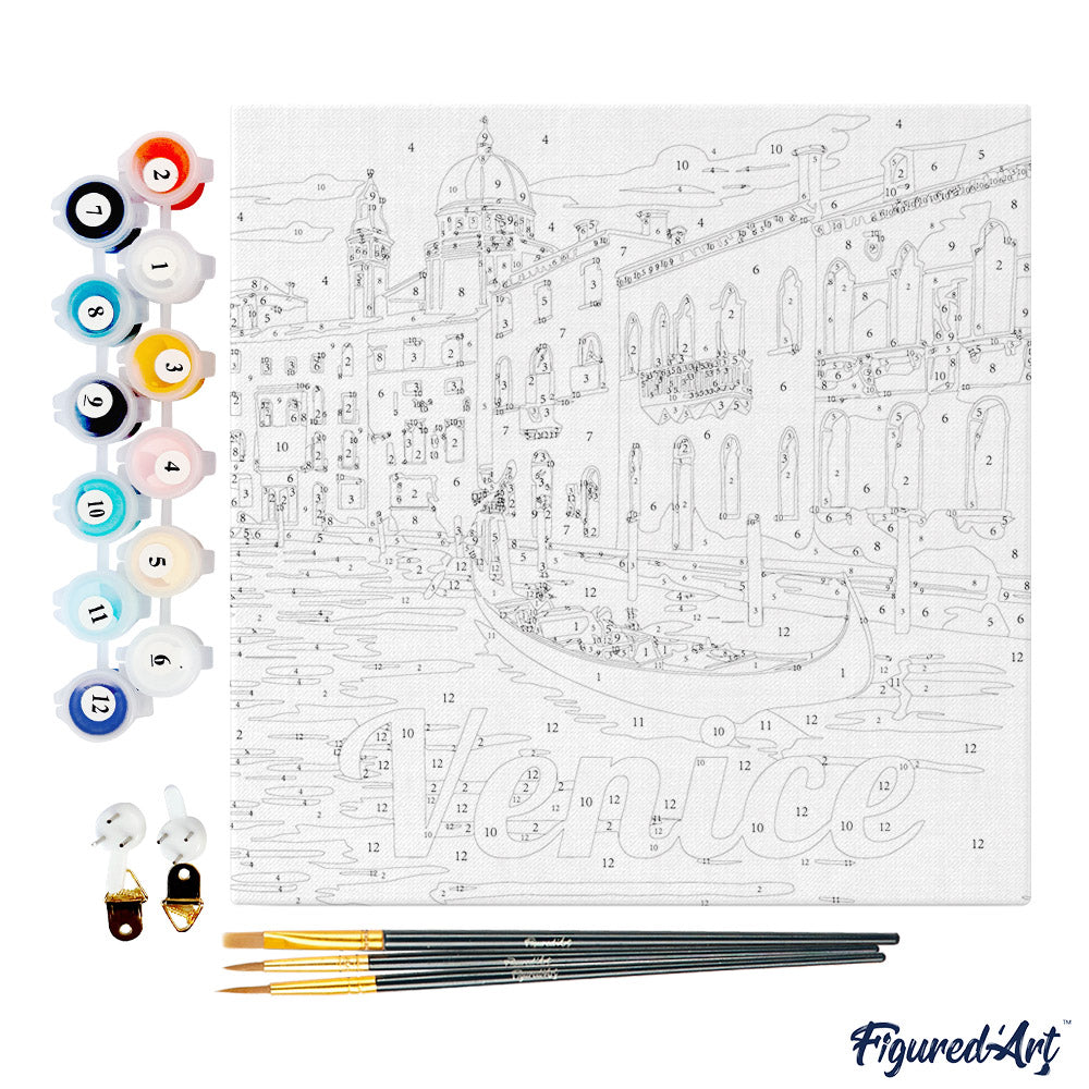 Mini Malen nach Zahlen 8x8 gerahmt - Reiseposter Venedig