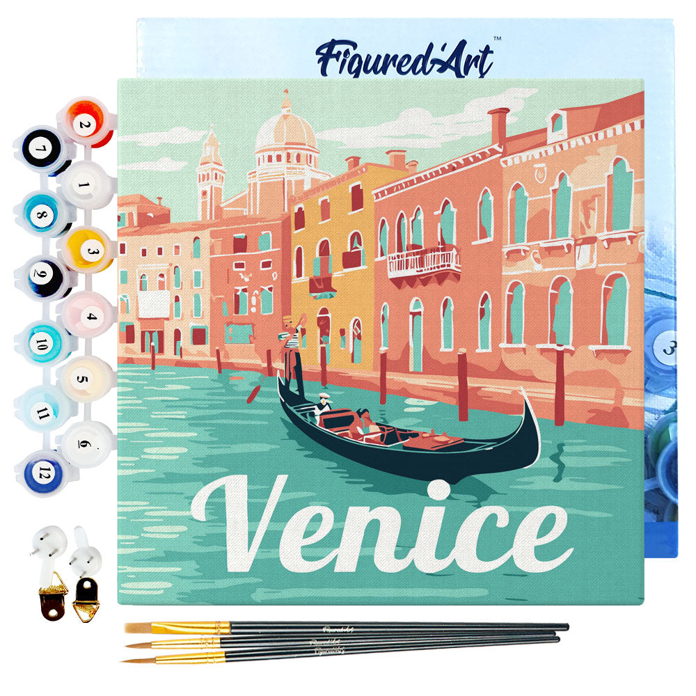 Mini Malen nach Zahlen 8x8 gerahmt - Reiseposter Venedig