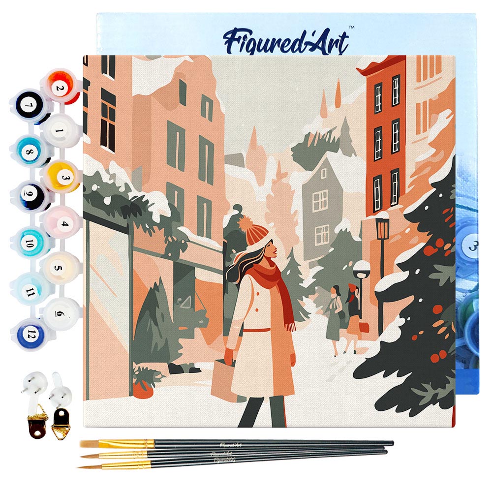 Mini Paint by numbers 8x8 framed - Winter Shopping