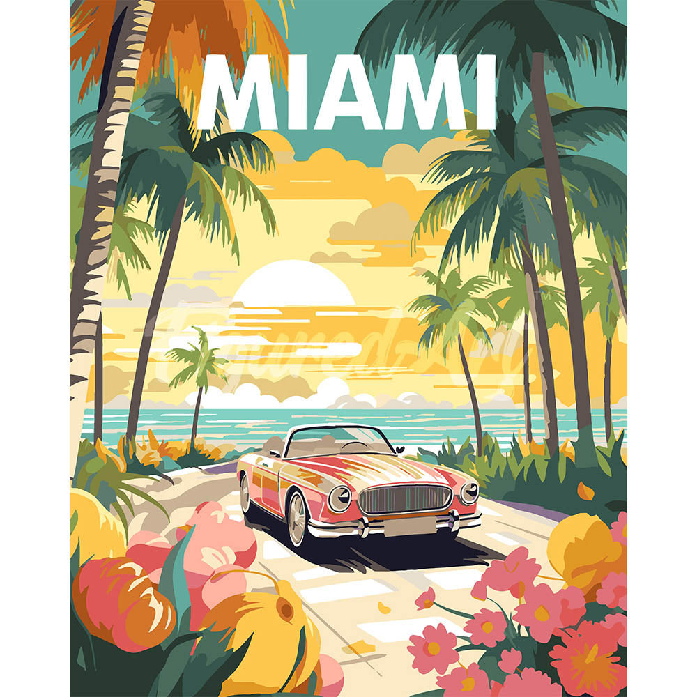 Reiseposter Miami Sonnenuntergang