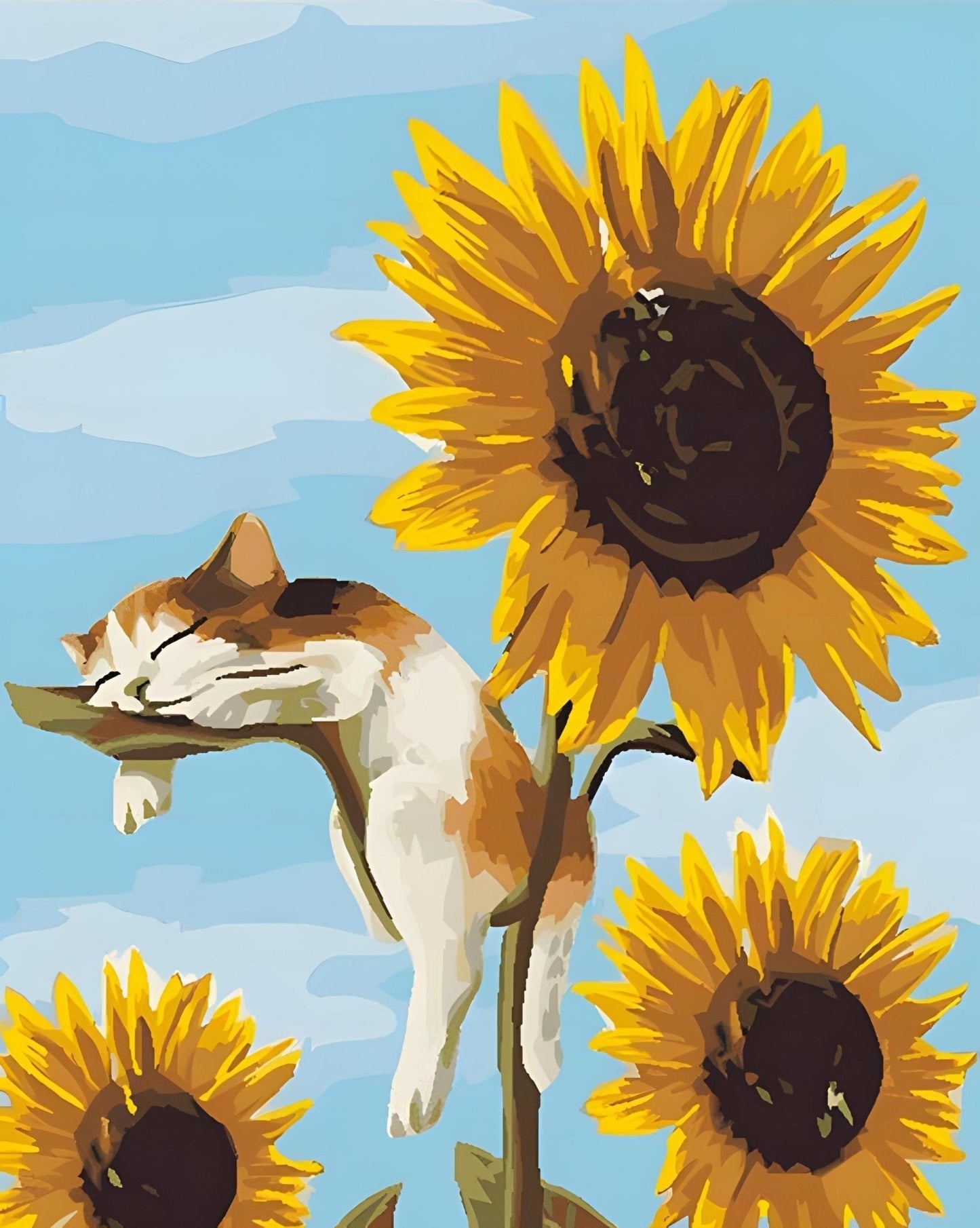 Eine Katze auf einer Sonnenblume