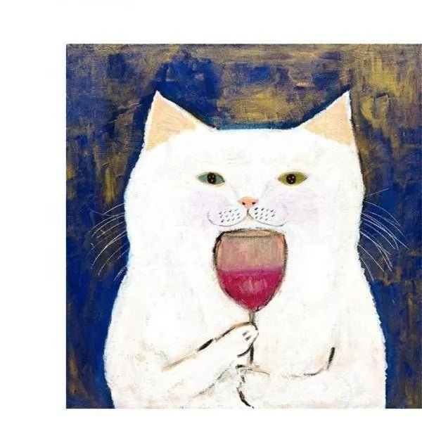 Eine Katze mit einem Glas Wein
