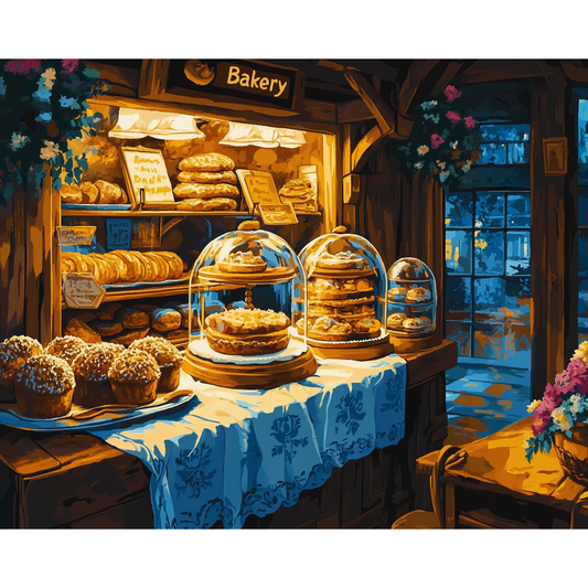 Gemütliche Gebäckauslage