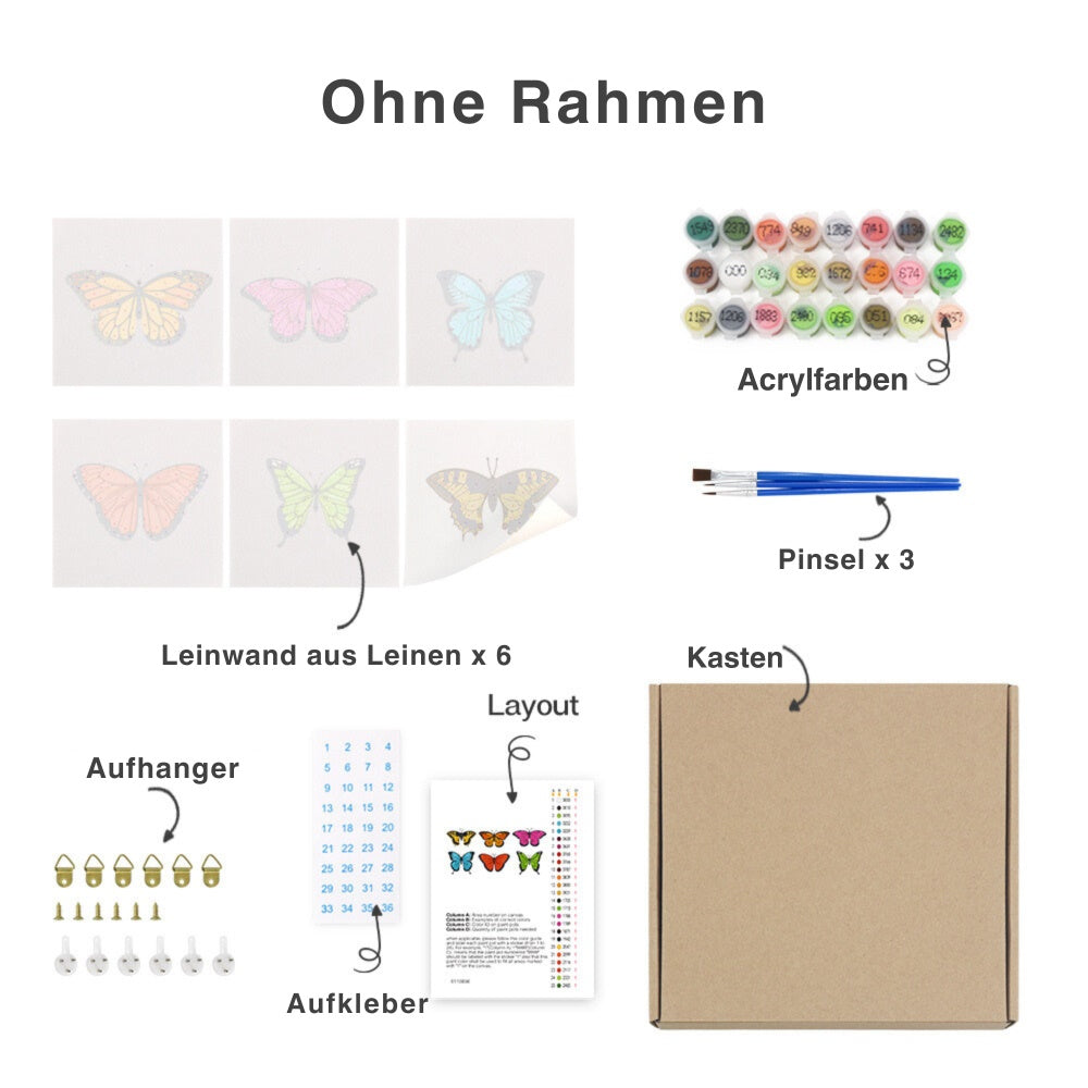 Malen nach Zahlen - 6 Mini-Gem?lde | Blumen-set