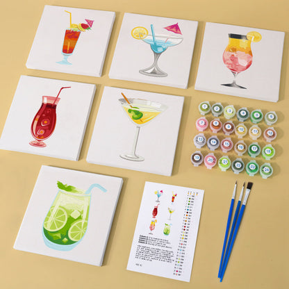 Malen nach Zahlen - 6 Mini-Gem?lde | Cocktail-Set